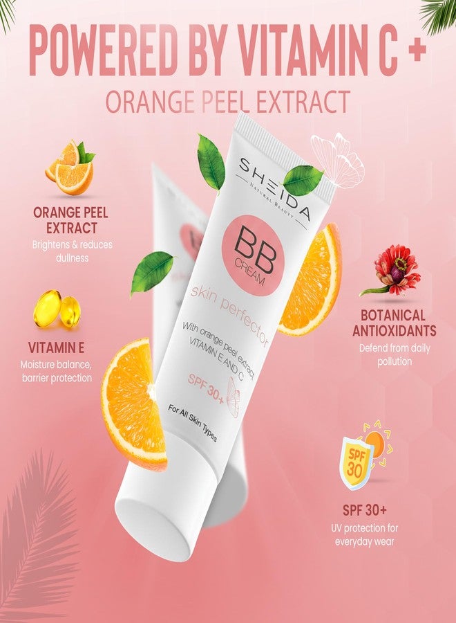 Sheida BB Cream with SPF 30+, Hydrating Daily Tinted Day Cream, Natural Finish, Buildable Light Coverage, 24h Moisture, Vitamin C & E for Even Skin Tone and Radiant Look – 50 ml (Medium) - Image 4